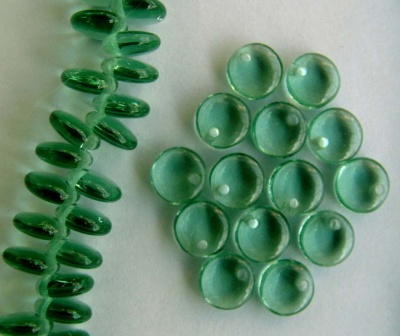 Lentil 1 Hole 6mm Green Prairie Green 50310 Czech Glass Bead x 50